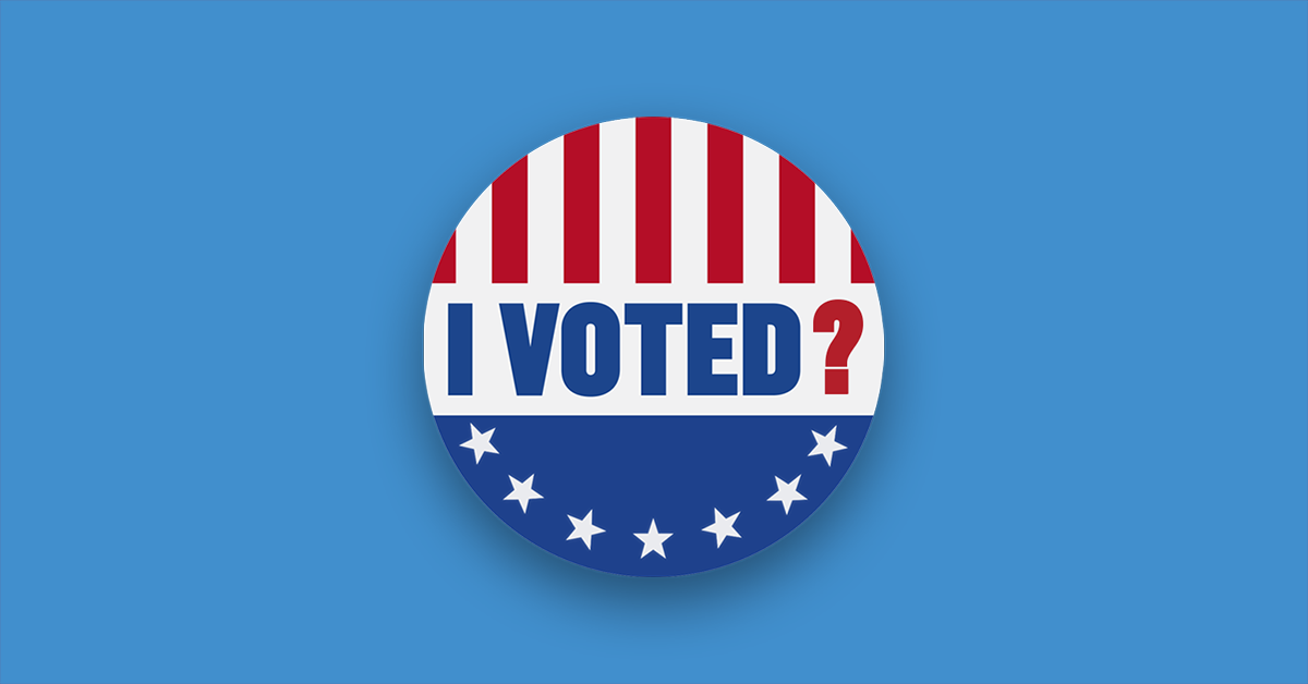 I VOTED? campaign-style button logo